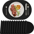 Placemats Set of 12 Washable Oval Placements - Heat Resistant, Non