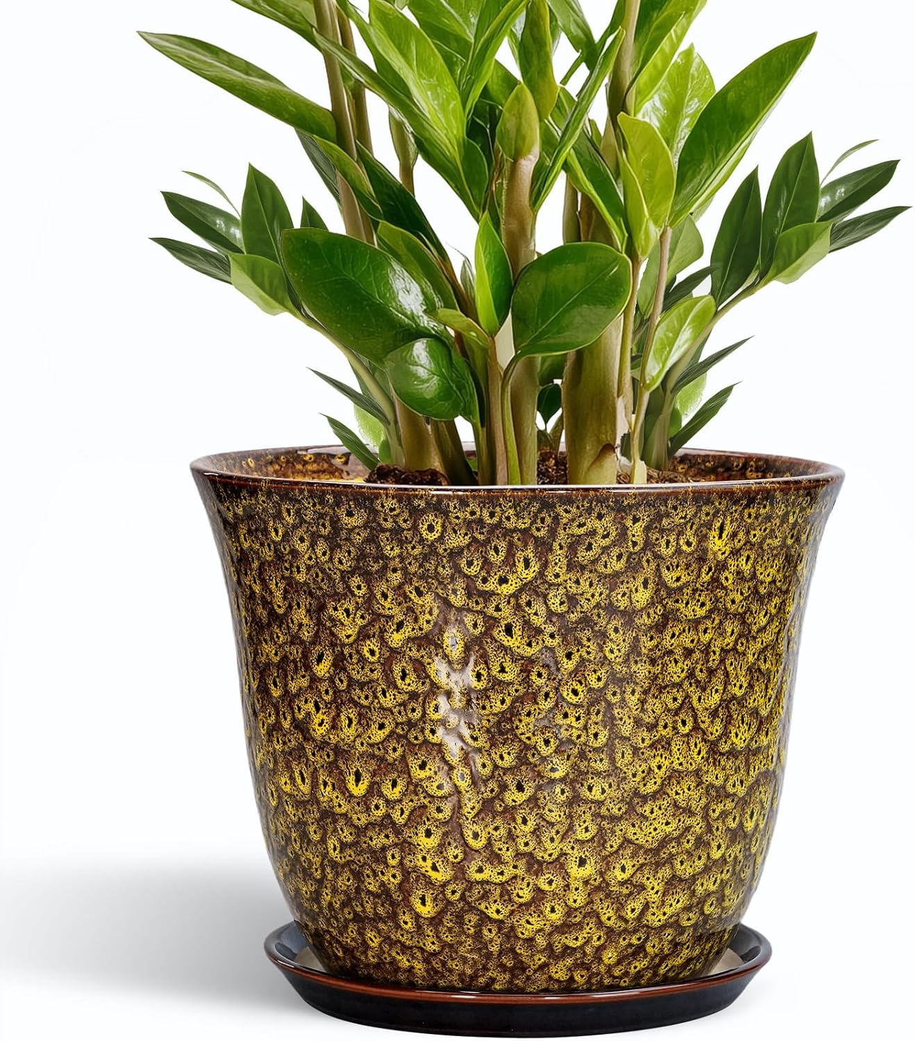 Ceramic Pots for Plants - 10 Inch Round Planter with Saucer