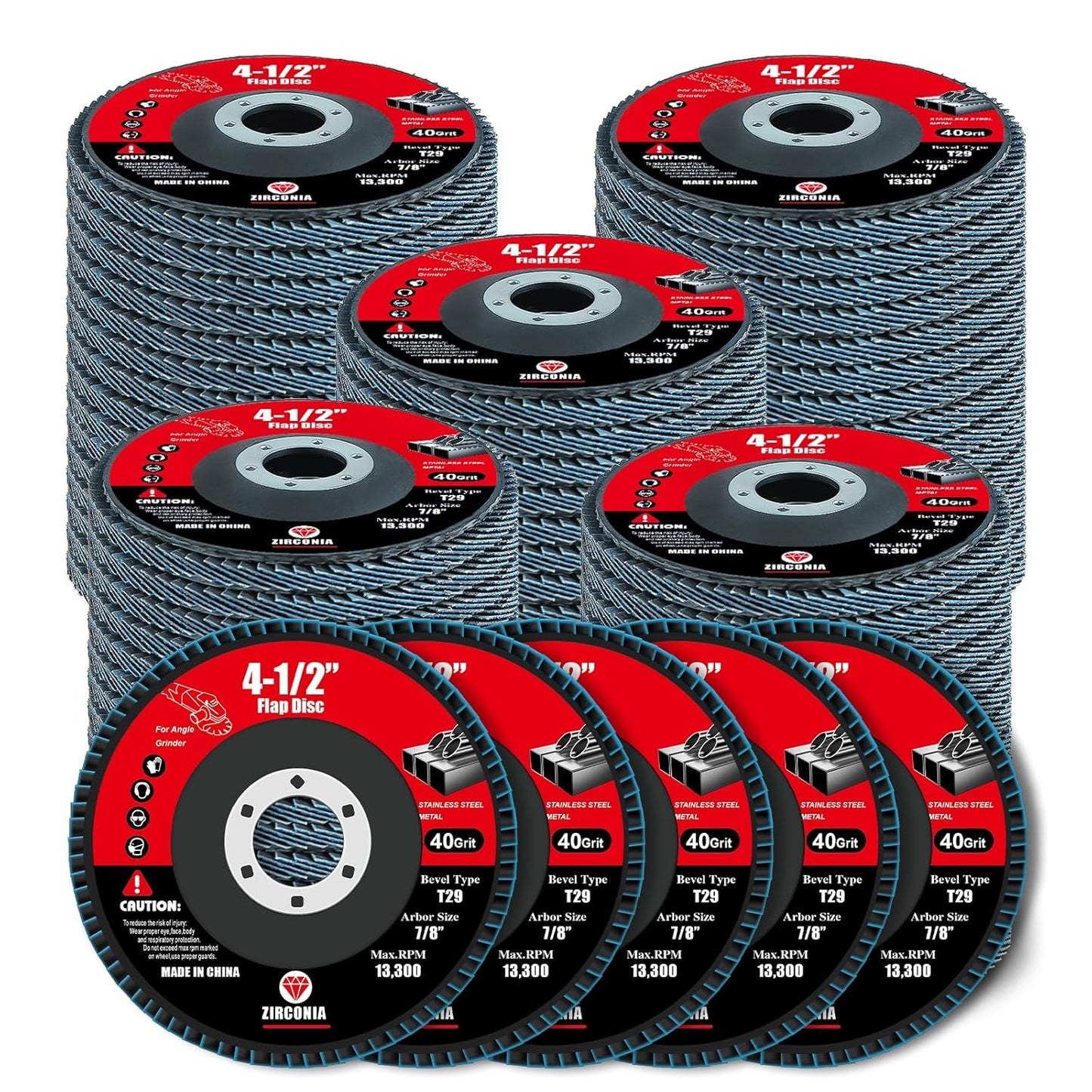 60 Pack Flap Discs 40 Grit for Angle Grinder - Versatile Grinding