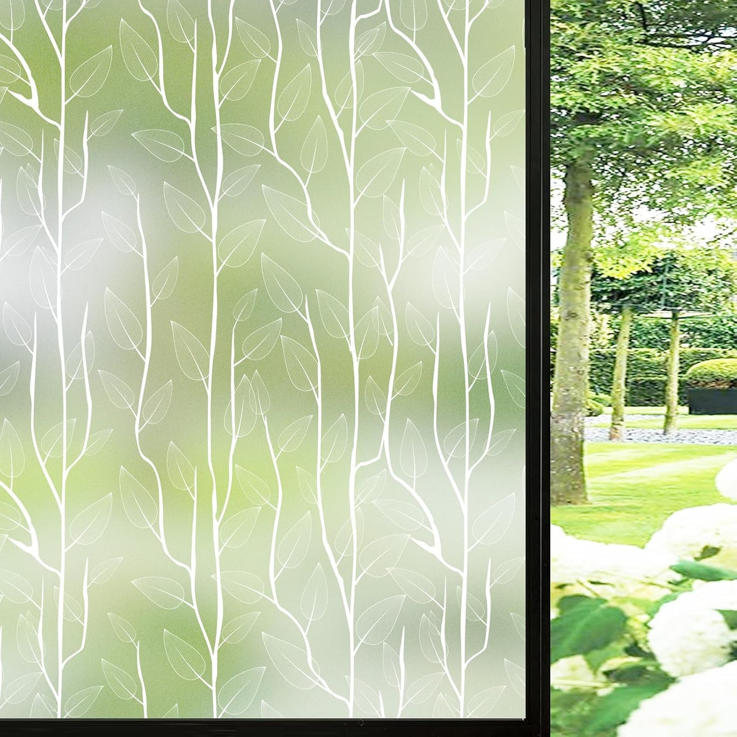 DKTIE Nordic Leaves Window Privacy Film for Stylish Decor