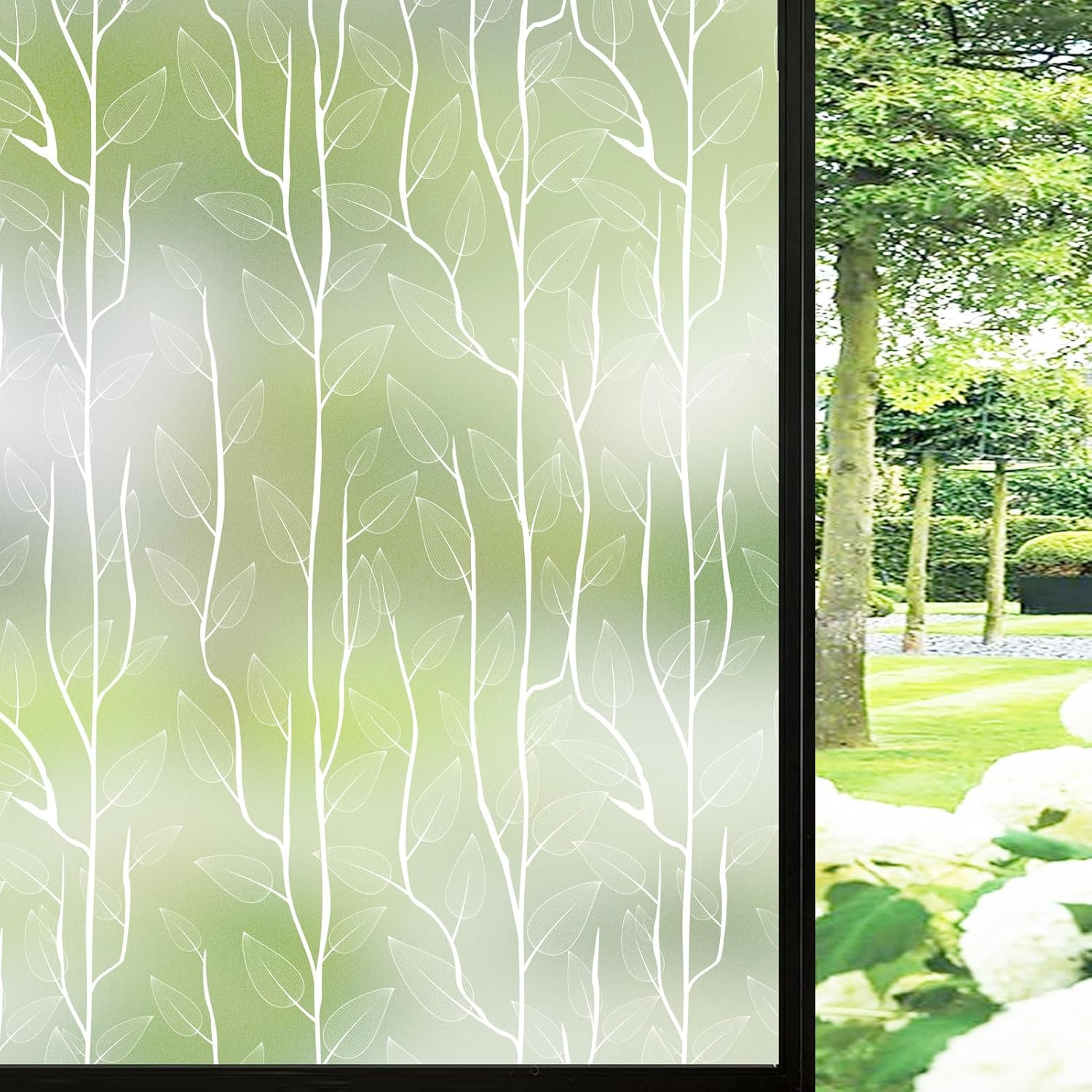 DKTIE Nordic Leaves Window Privacy Film for Stylish Decor