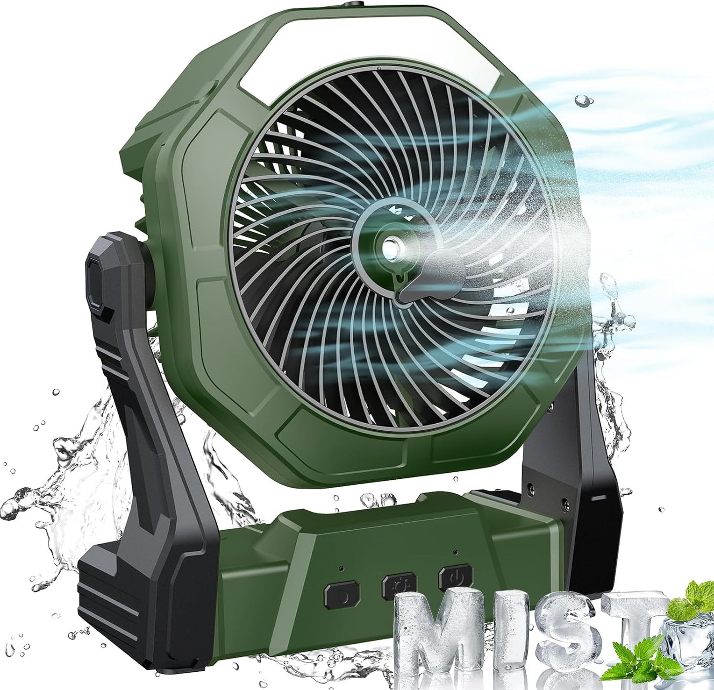 Portable Misting Fan for Patios with Water Mist & LED Lantern