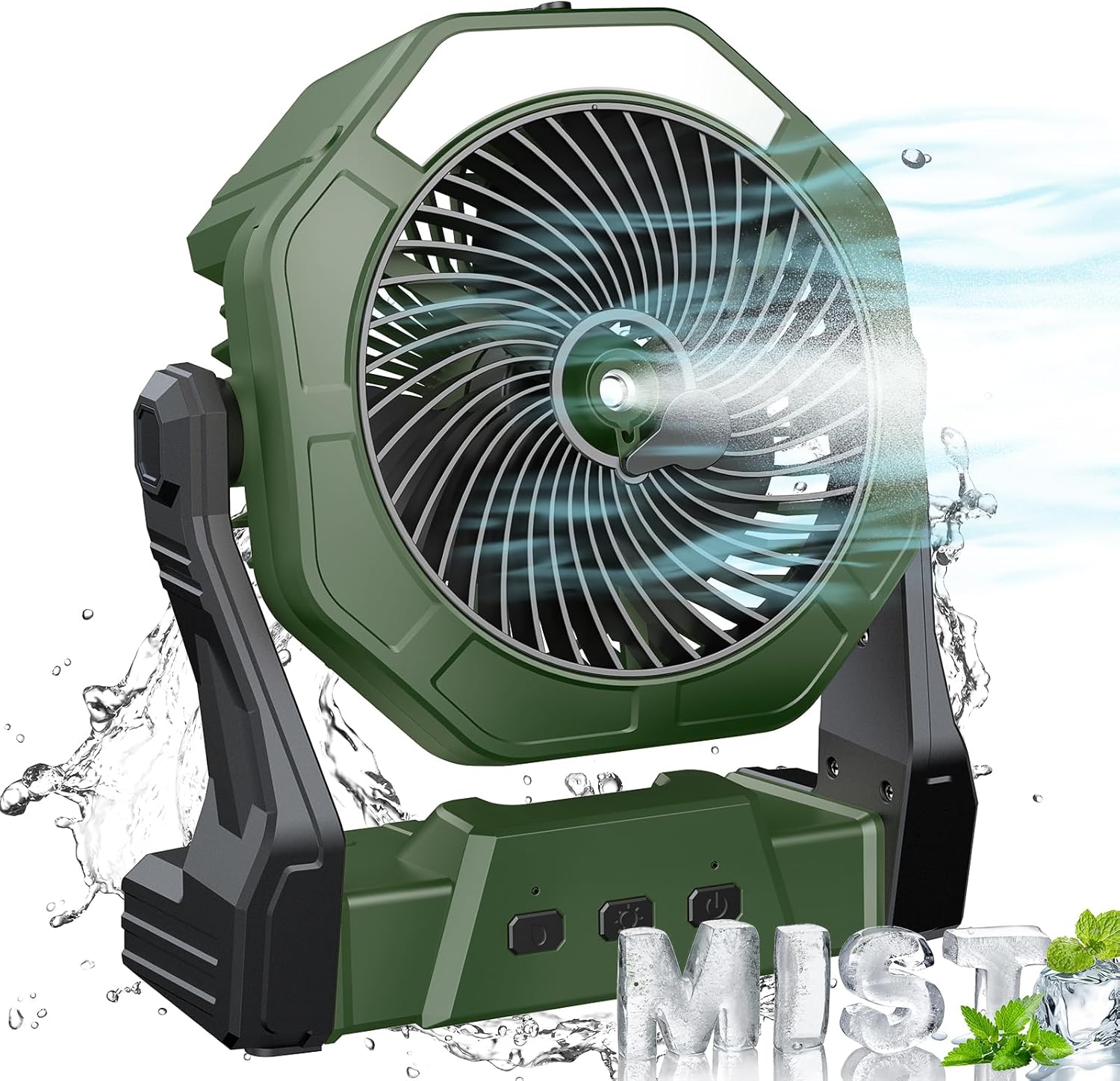 Portable Misting Fan for Patios with Water Mist & LED Lantern