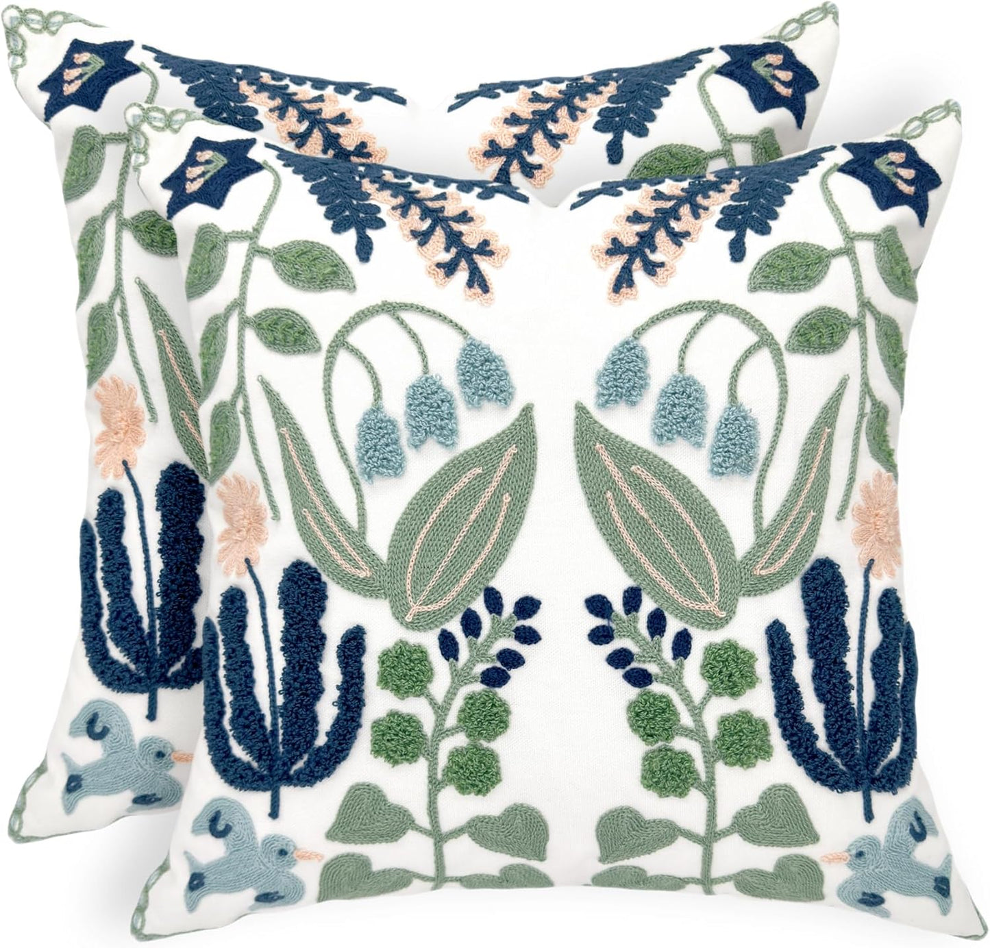 Alysheer Floral Embroidered Summer Decorative Throw Pillow Covers