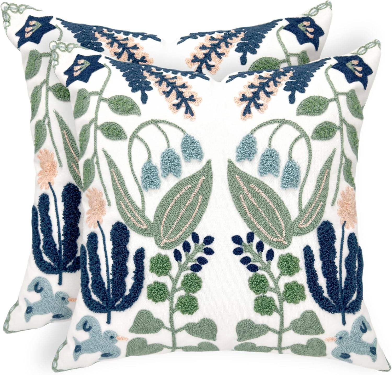 Alysheer Floral Embroidered Summer Decorative Throw Pillow Covers