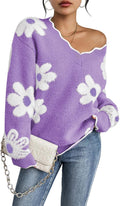 Pink Queen Women's Oversized V Neck Fuzzy Sweater for All Seasons