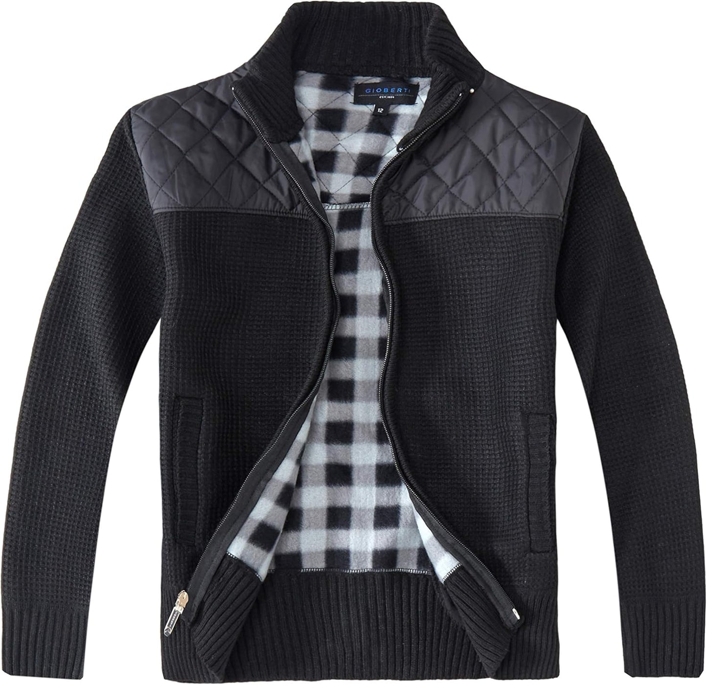 Gioberti Boy's Knitted Full Zip Cardigan Sweater for Comfort