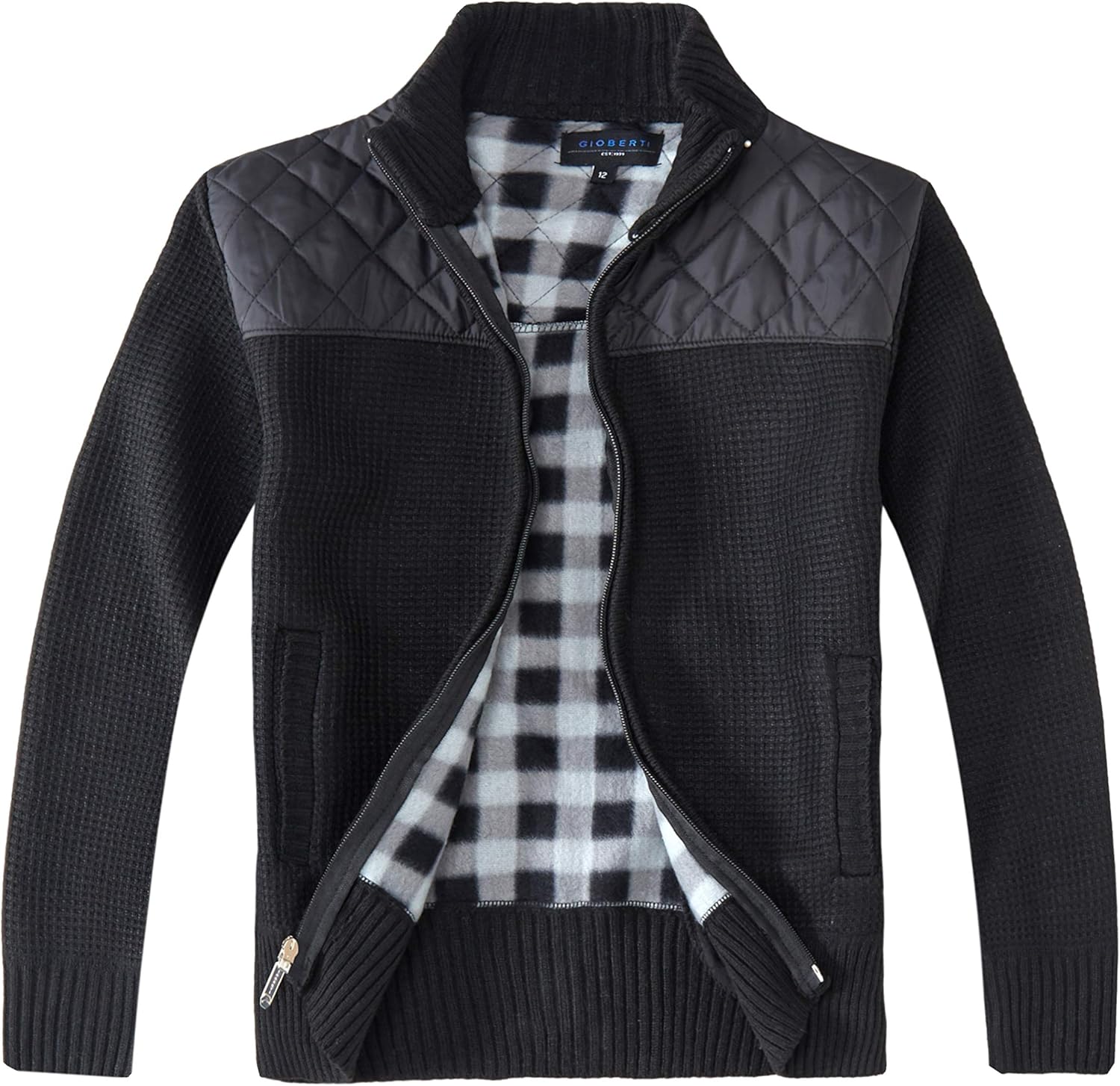 Gioberti Boy's Knitted Full Zip Cardigan Sweater for Comfort