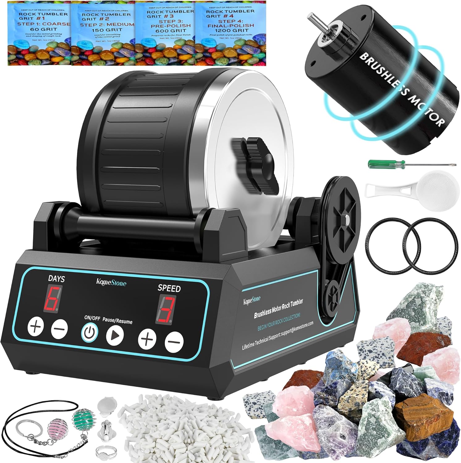 K1 Pro Rock Tumbler Polisher Kit with Brushless Motor & Timer