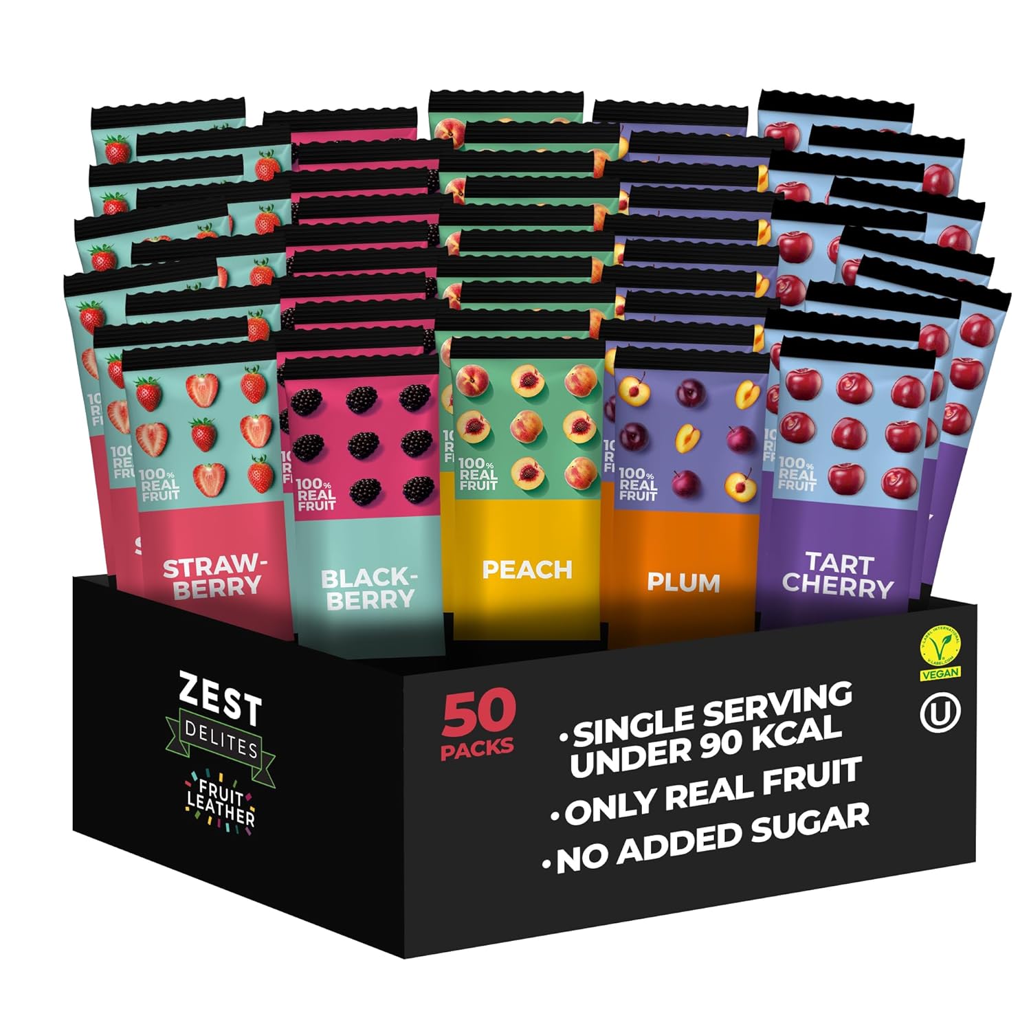 Fruit Snacks by Zest Delites - Healthy Vegan Fruit Leather Bars