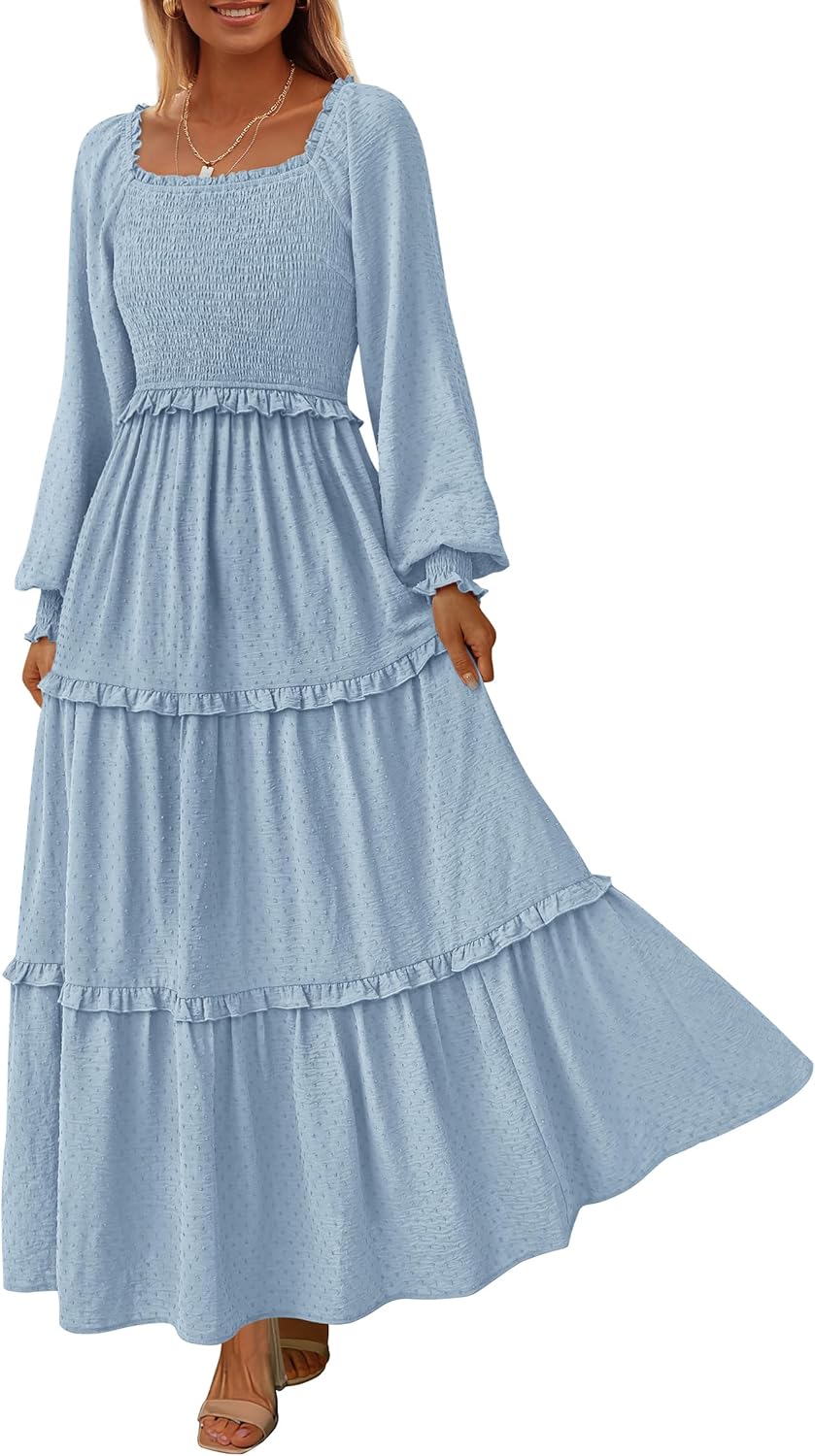 PRETTYGARDEN Fall Dresses for Women Long Sleeve Maxi Dress