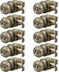 Probrico Privacy Door Knobs 10 Pack Antique Brass - Keyless Locks