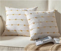 Boho Throw Pillow Covers 20x20 in Beige and Yellow - Modern Farmhouse