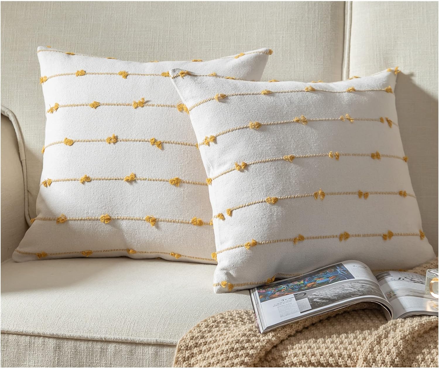 Caflife Boho Throw Pillow Covers for Modern Farmhouse Decor