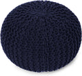 REDEARTH Round Pouf Foot Stool Bean Bag Ottoman - Cable Knitted Pouf