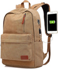 Canvas Laptop Backpack for College - Waterproof 15.6in Capacity