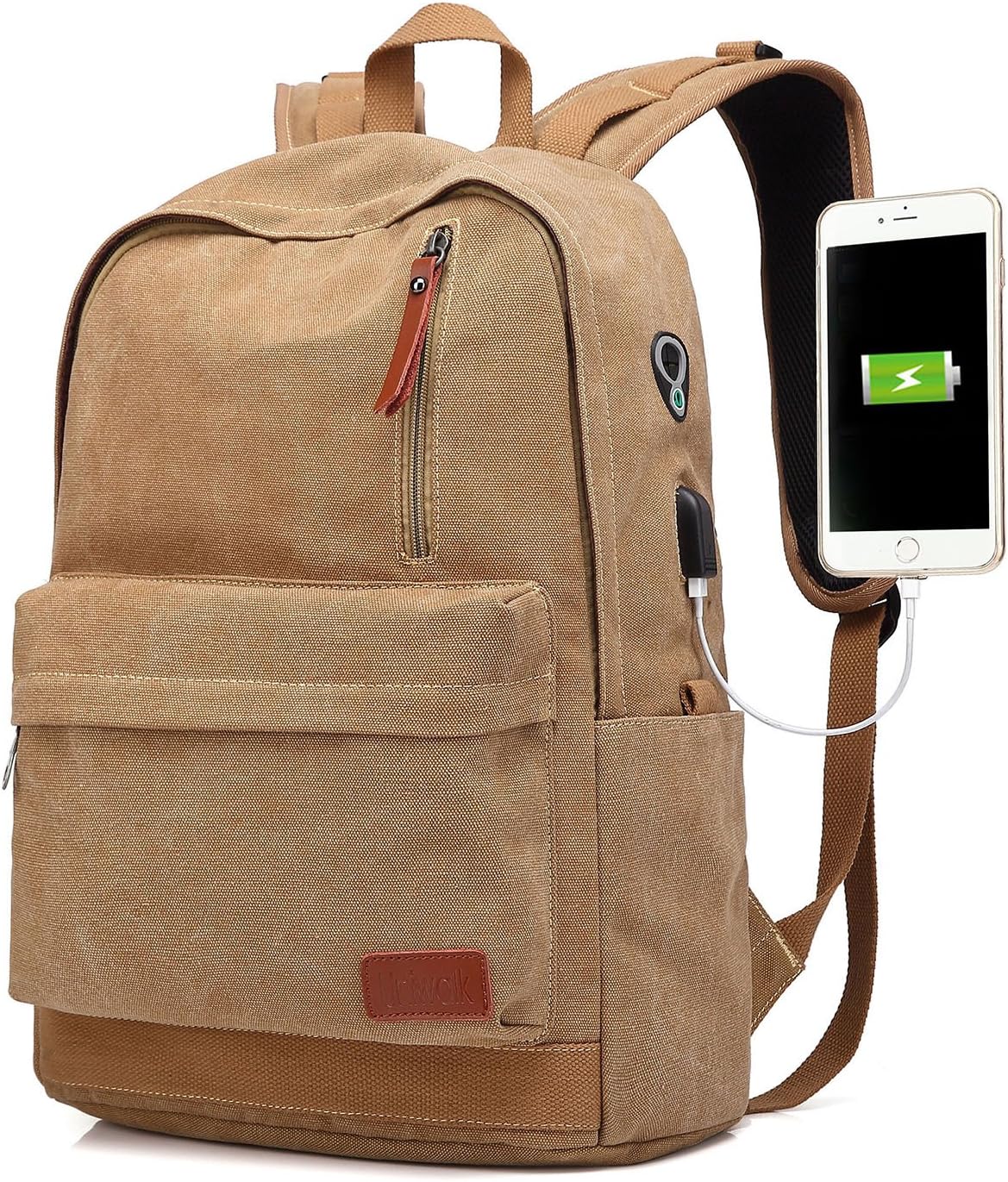 Canvas Laptop Backpack with USB Charging for College Use