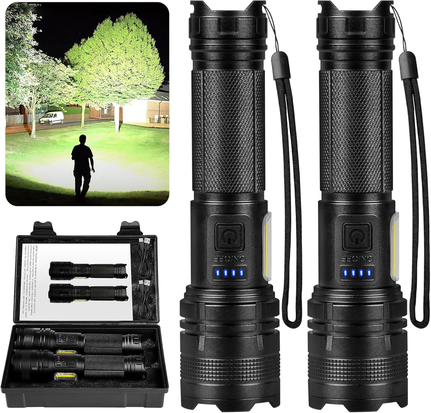 THY TRY Rechargeable LED Flashlights with 90000 Lumens Brightness