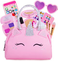 Pretend Play Makeup Kit for Little Girls with Unicorn Purse - No-Mess