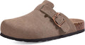 KIDMI Unisex Vegan Suede Clogs Leather Mules with Cork Footbed Style