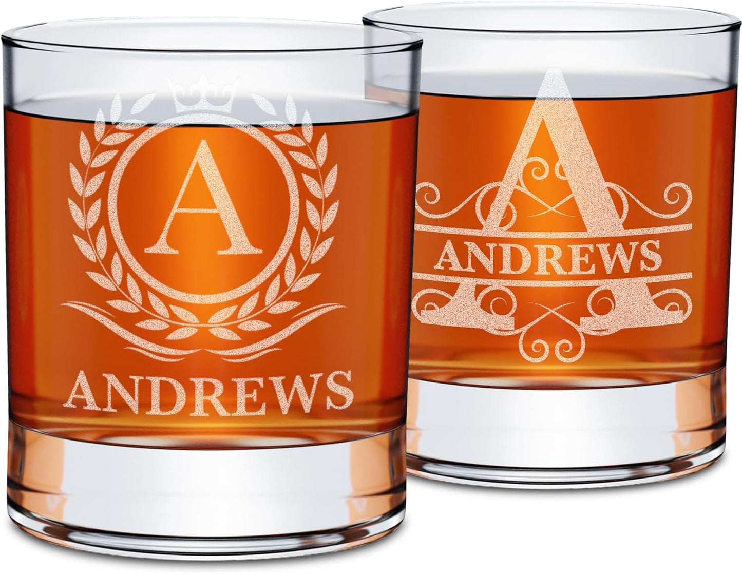 Personalized Whiskey Glass Set - Custom Monogram Gift for Him