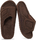 Womens Fuzzy Arch Support Slippers - Adjustable Open Toe Comfort