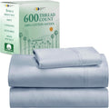 Luxury Twin Sheet Set 600 TC Cotton Sateen - Hotel-Quality Blue