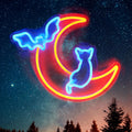 Halloween Neon Sign Wall Decor - Moon Bat Cat LED Light