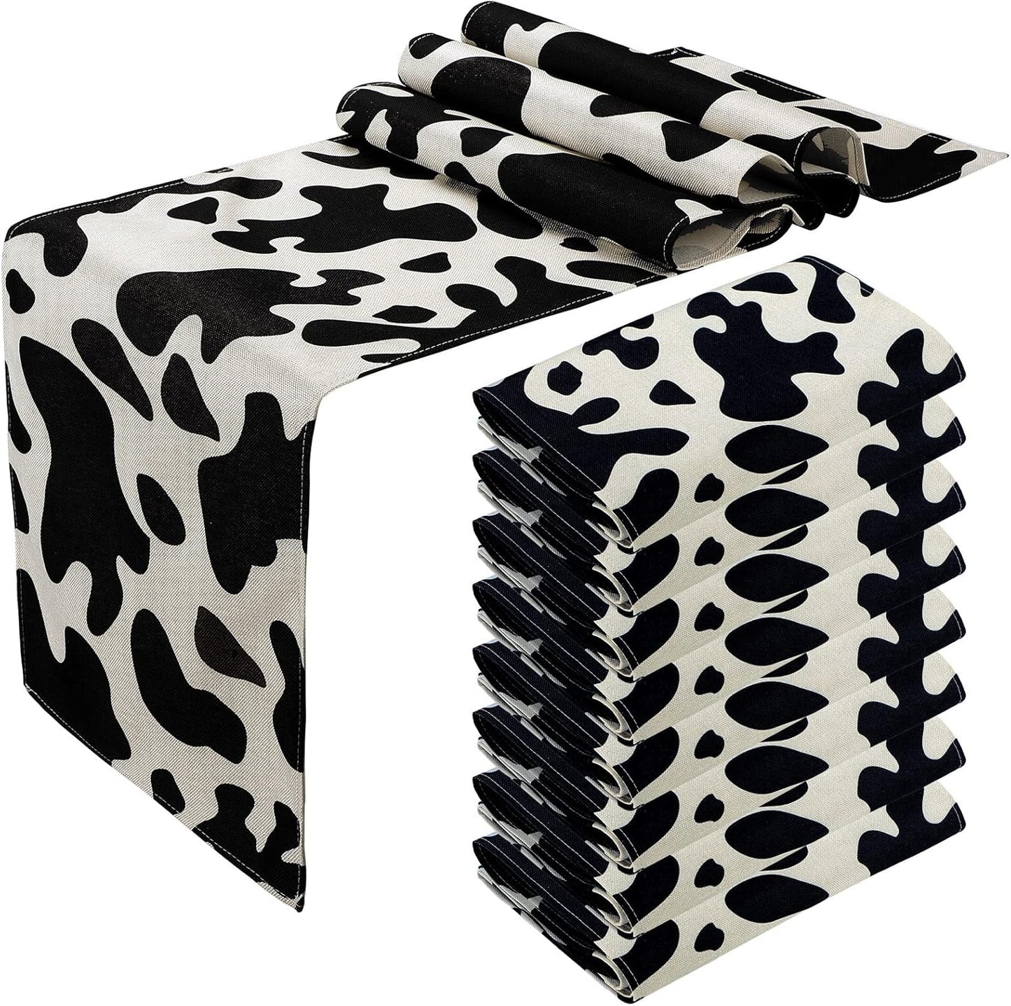 Cow Print Table Runner Set for Rustic Home and Party Decor