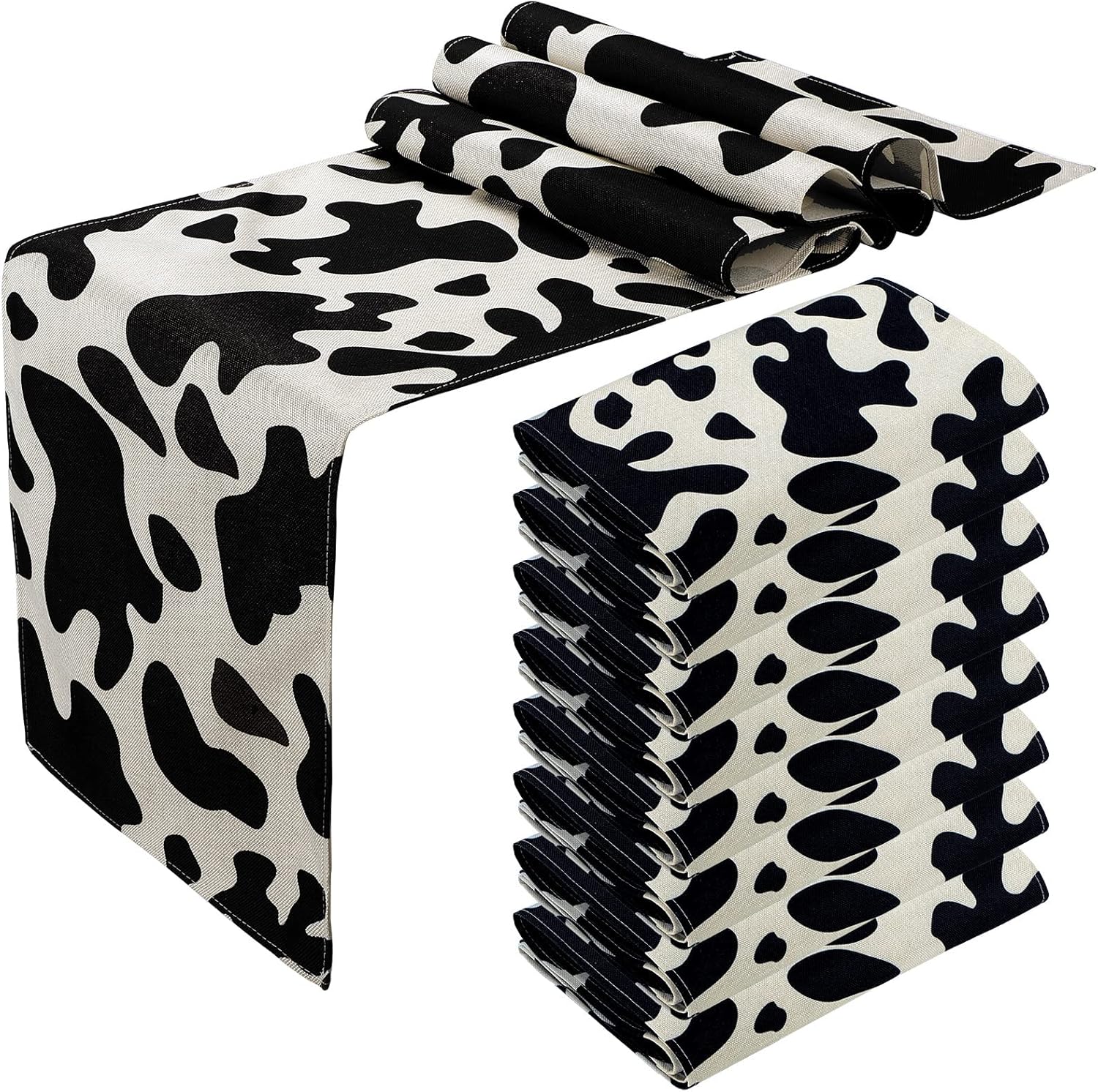 Cow Print Table Runner Set for Rustic Home and Party Decor