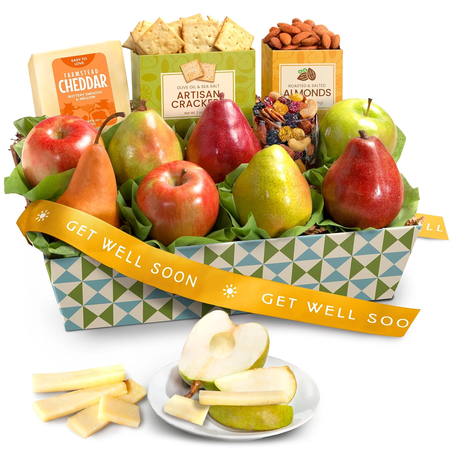 Get Well Soon Cheese and Nuts Classic Fruit Basket Gift
