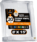 8ft x 15ft Clear Vinyl Tarp 20 MIL Fire Retardant - Heavy Duty