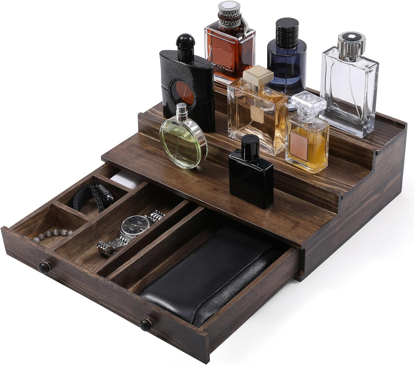 Cologne Organizer for Men with Hidden Compartment and Drawers