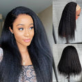 Kinky Straight Half Wig Human Hair 16 in - 3-in-1 No Glue