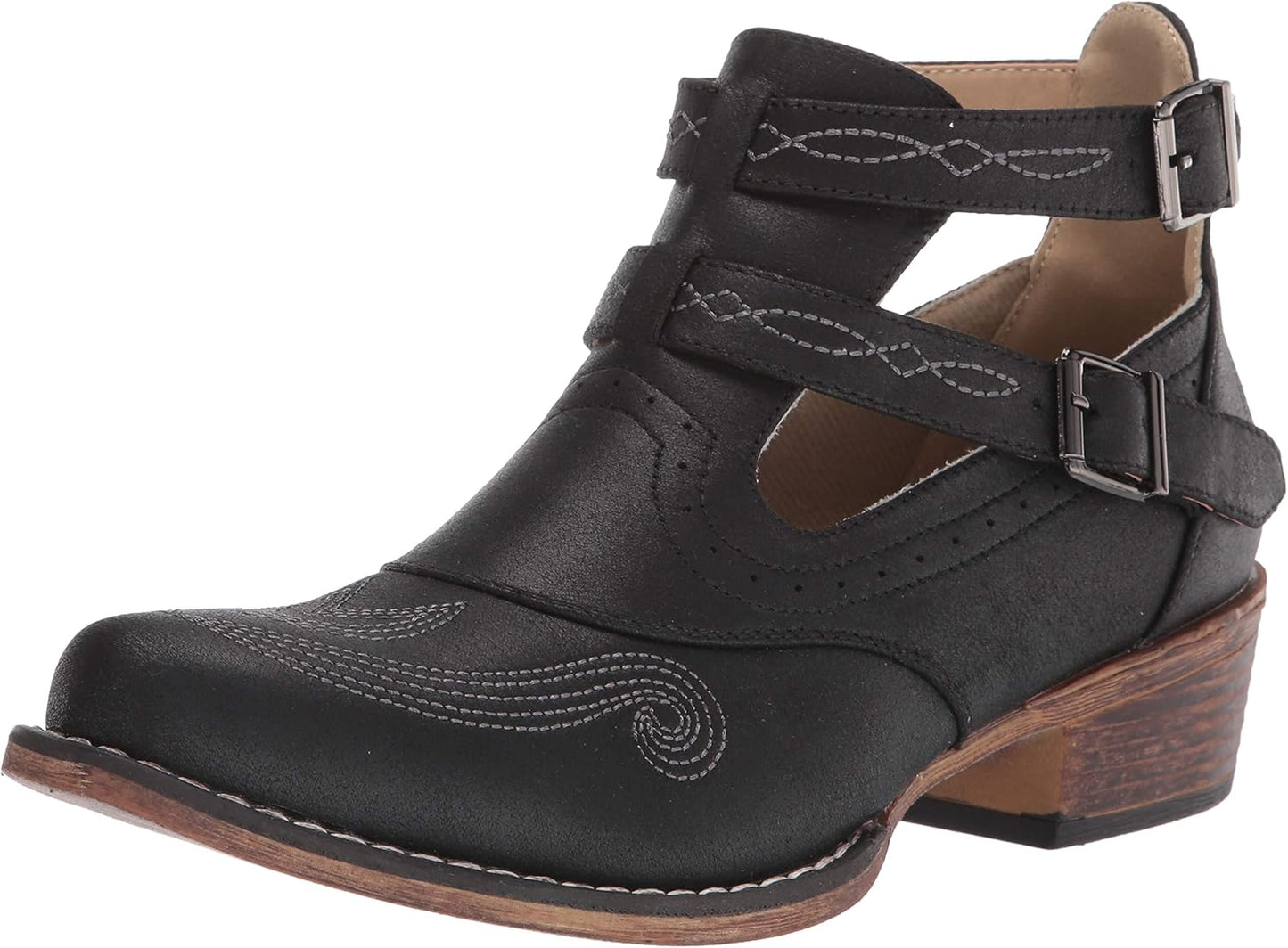 ROPER Womens Willa Embroidery Snip Toe Casual Boots - Brown