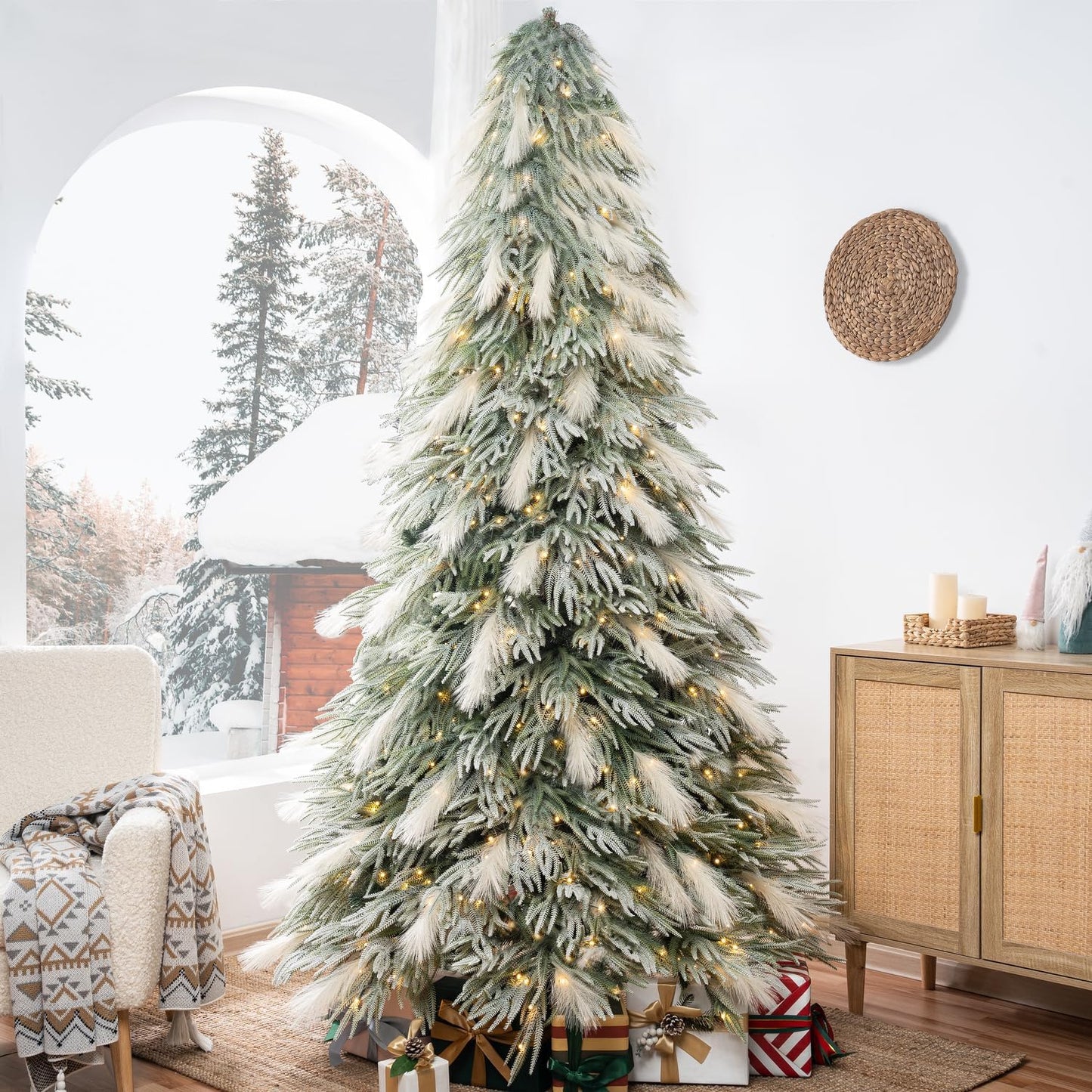 Makenna 7.5ft Snow Flocked Prelit Christmas Tree with Lights