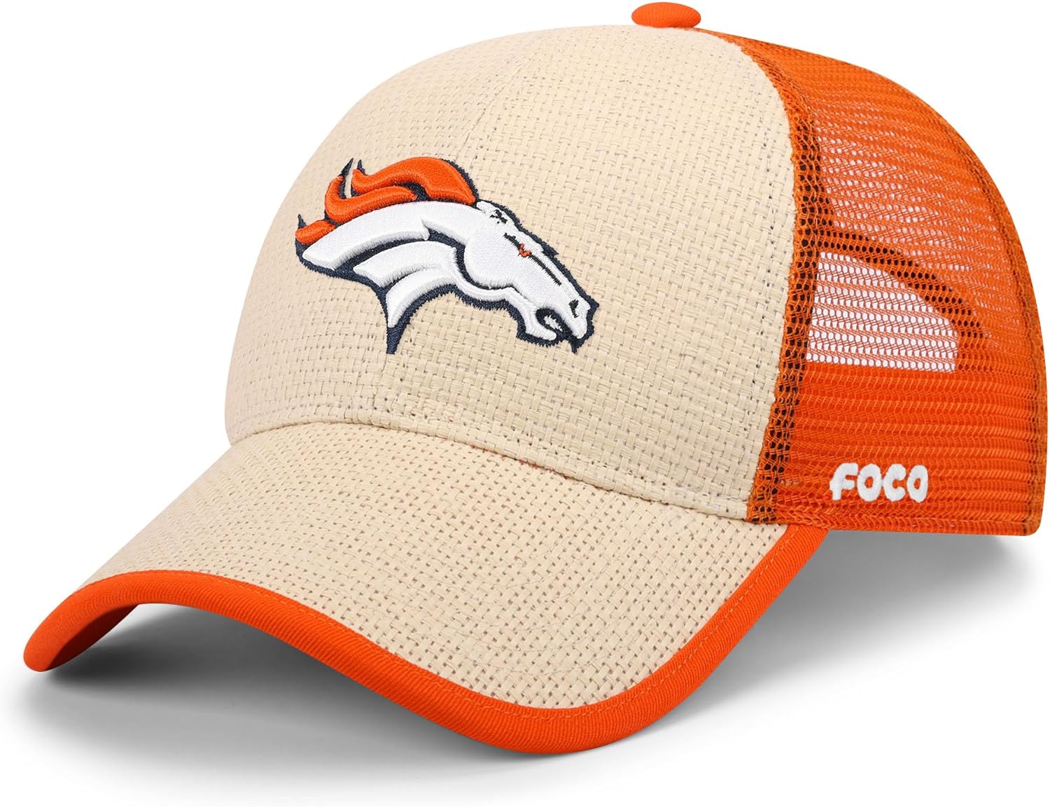 FOCO Men's NFL Team Logo Straw Trucker Cap for Casual Style