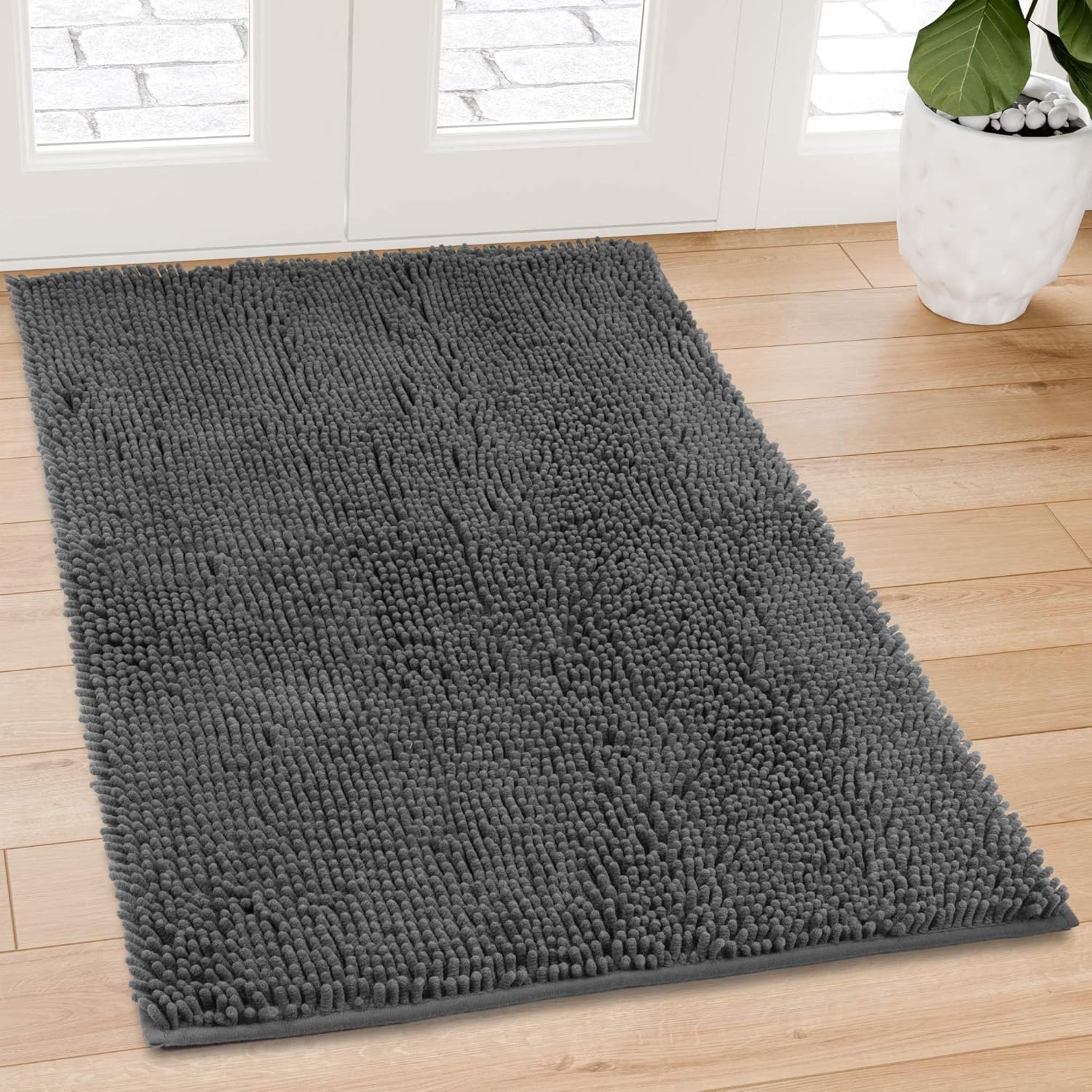 Chenille Absorbent Front Door Mat for Muddy Paws and Dirt