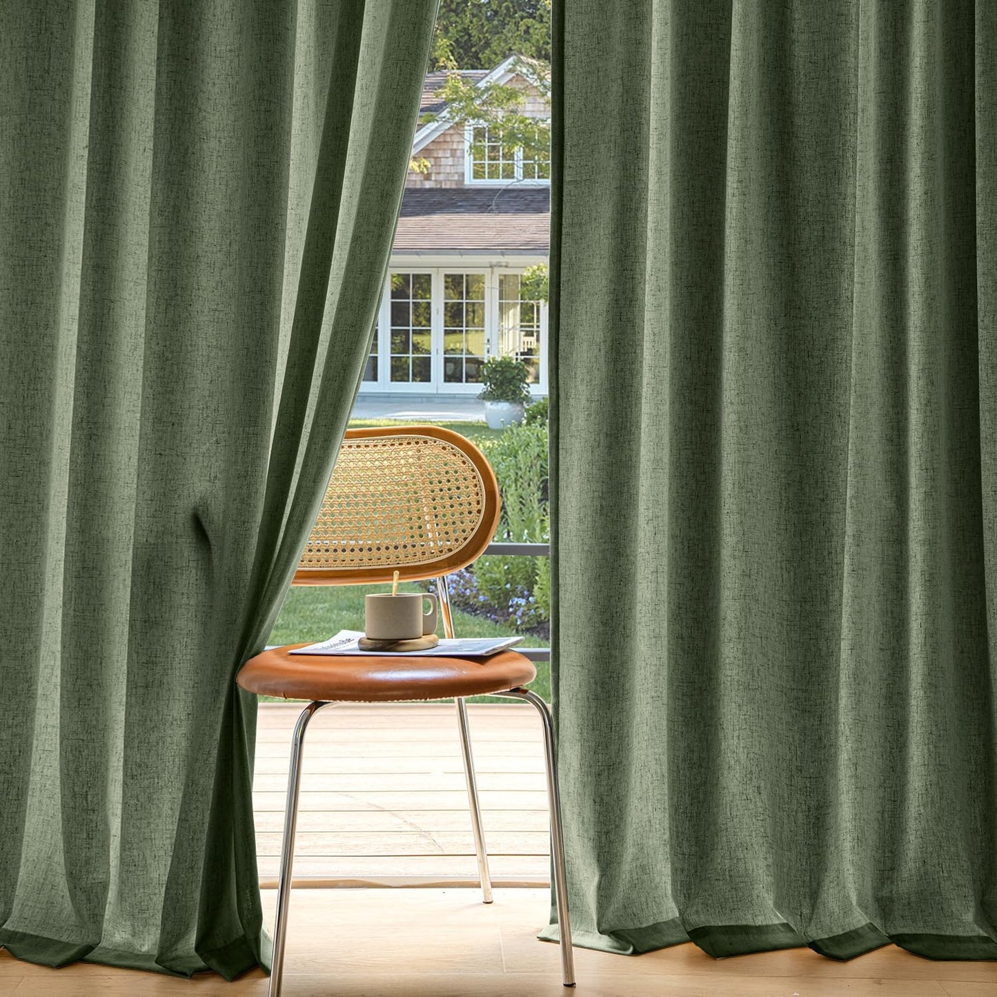 MIULEE Non-See-Through Privacy Linen Curtains for Home Decor