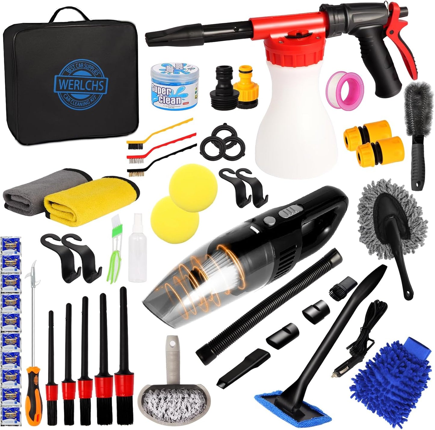 Complete Car Cleaning Kit + Handheld Vacuum - WERLCHS