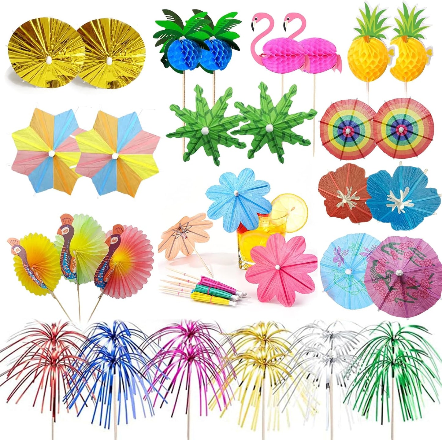 Tropical Cocktail Picks Set - 12 Styles, 36 PCS