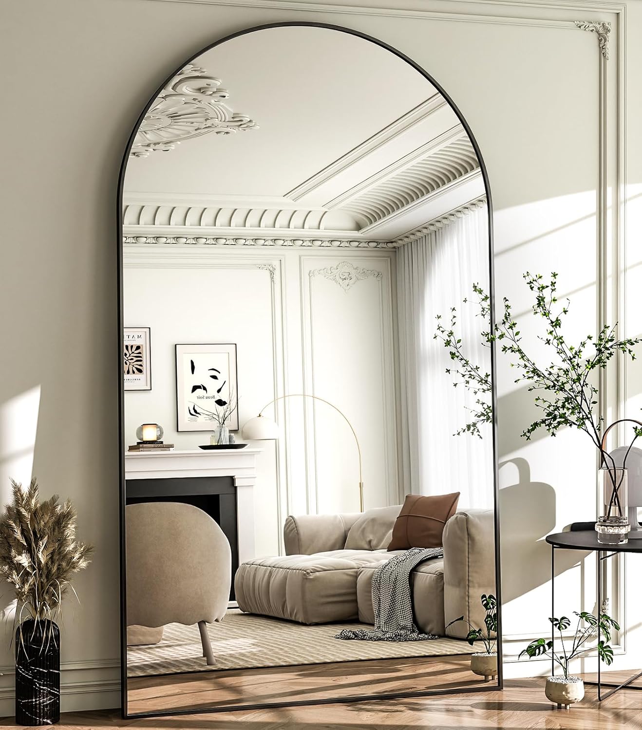 Oversized Arched Full Length Mirror with Durable Aluminum Frame