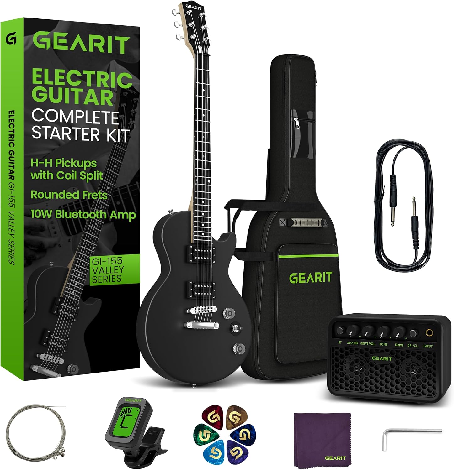 GEARit GI-155 Electric Guitar Set - Amplified Sound with H-H Pickups & Coil Split