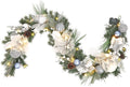 Pre-lit 6 ft Winter White Silver Christmas Garland - Elegant Mantle