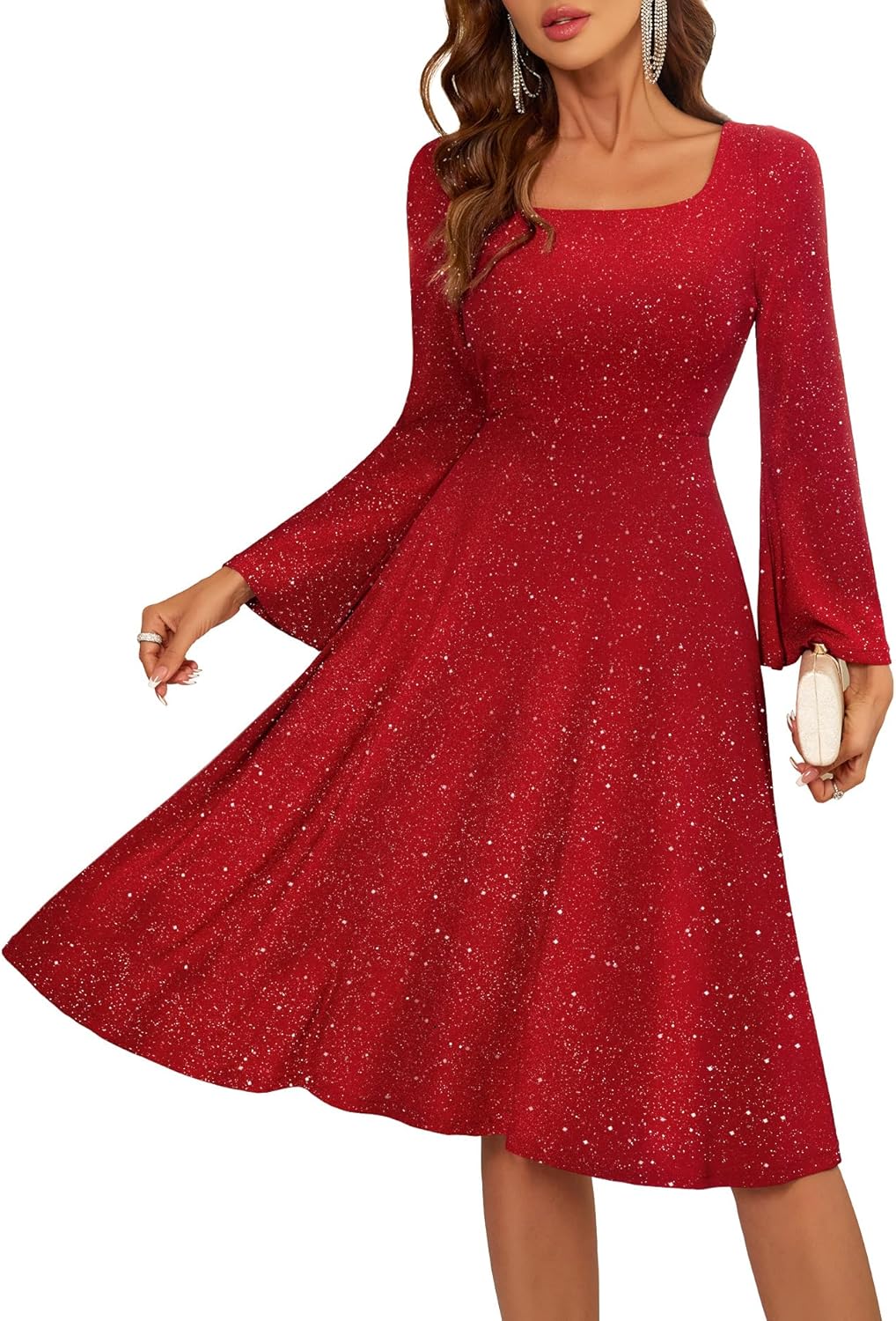 BeryLove Sequin Formal Party Dress for Teens with Flutter Sleeves