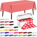 Plastic Table Cover Roll 54 in x 300 ft - Red Checkered Disposable