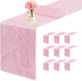Sequin Table Runner 12 x 72 in 10 Pack - Pink Glitter Party Decor