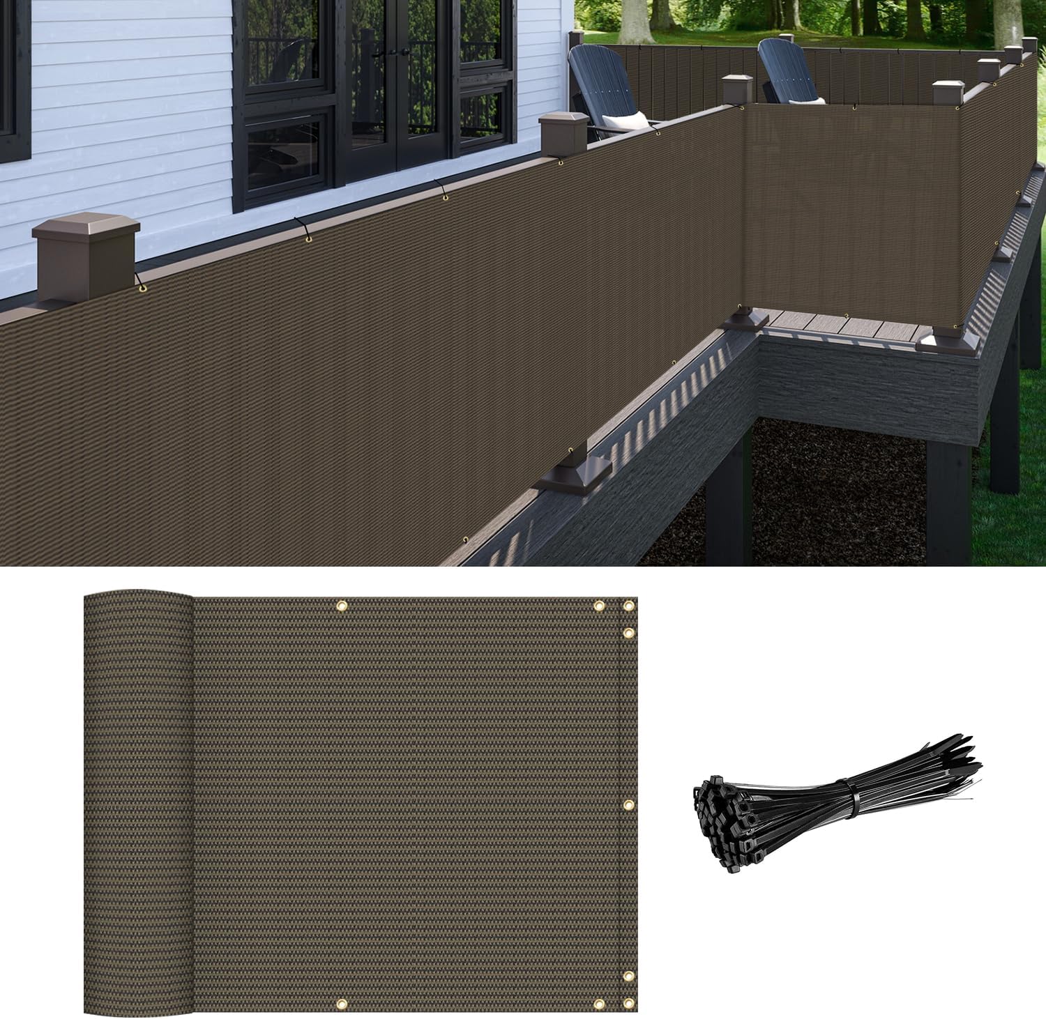 Patio Balcony Privacy Screen Brown for Outdoor Spaces and Decks