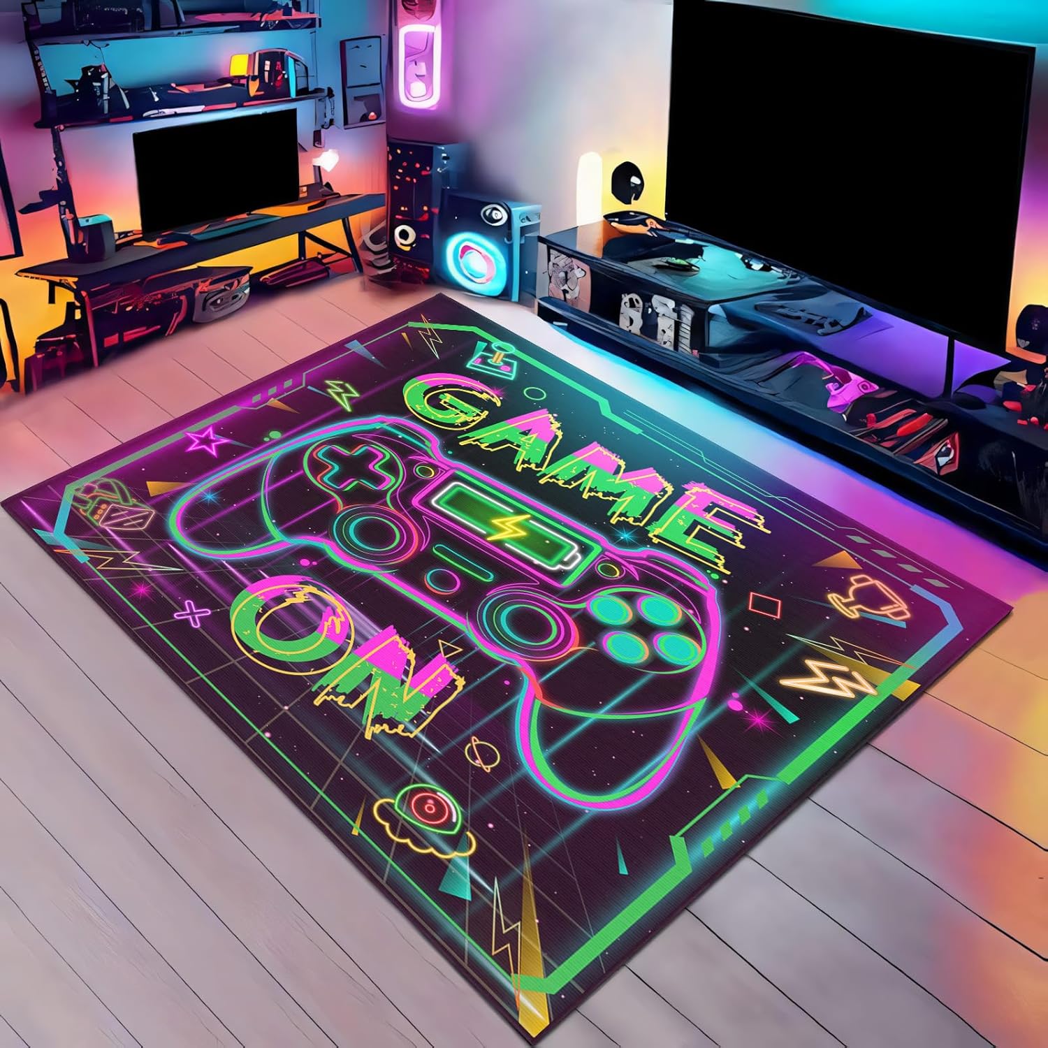 Fluorescent Gamer Rug - Youthful Vibes!