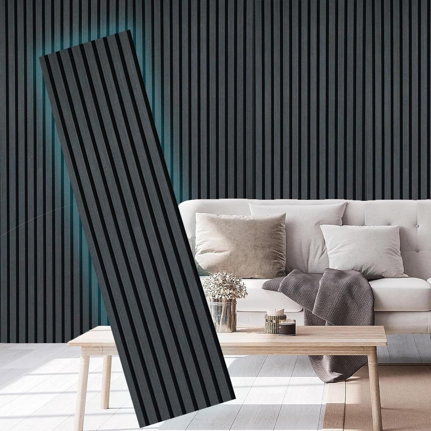 3D Textured Wood Slat Acoustic Panels for Noise Reduction and Decor